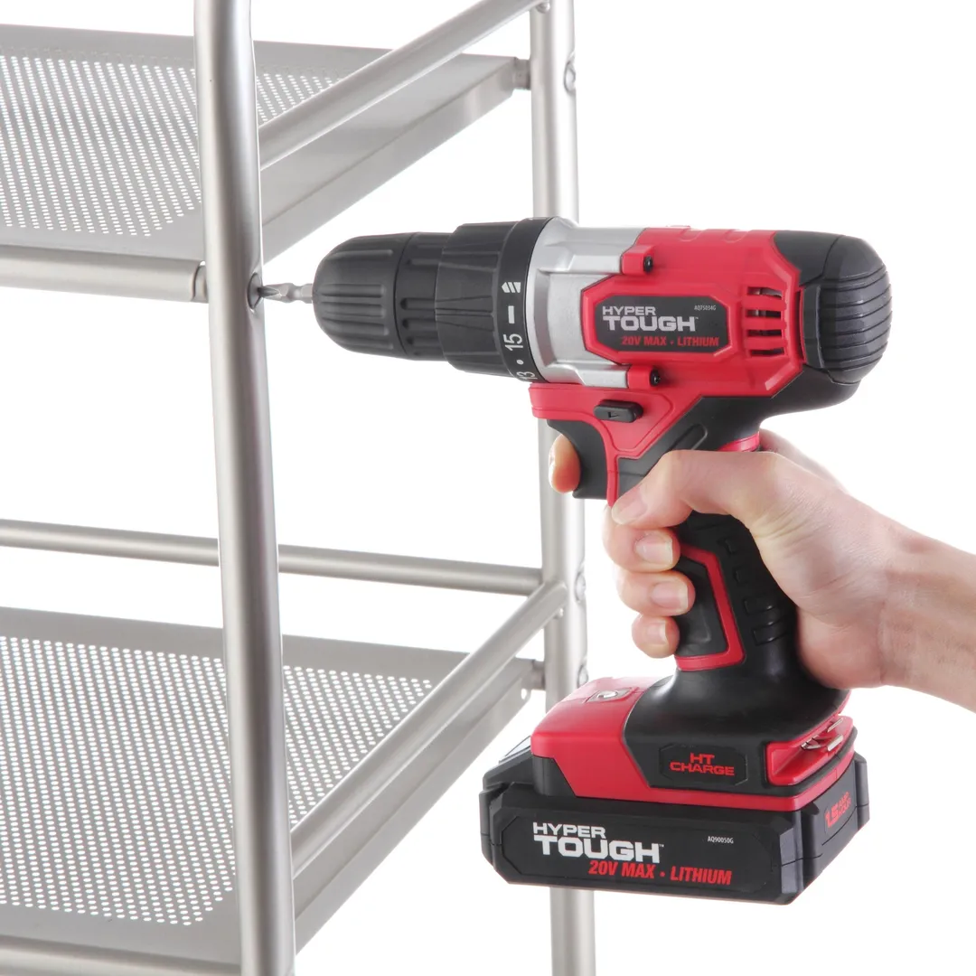Hyper Tough 20V MAX Lithium-ion 3/8 inch Cordless Drill & 1/4 inch Impact Driver Combo Kit (2-Tool Set) with 1.5Ah Lithium-ion Battery, Charger, Bit Holders & LED Lights, photo 6 of 8
