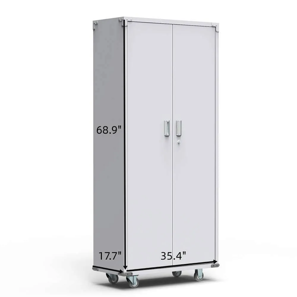 UBesGoo 5 Shelf Steel Storage Cabinet, with 4 Adjustable Shelves and Lockable Doors, for Home Study Room and Office, 74 in. H, photo 4 of 8