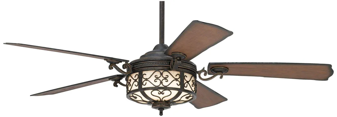 Casa Vieja 54" Casa Vieja Rustic Outdoor Ceiling Fan with Light LED Dimmable Remote Golden Forged Reversible Blades Damp Rated Patio Porch, photo 7 of 8