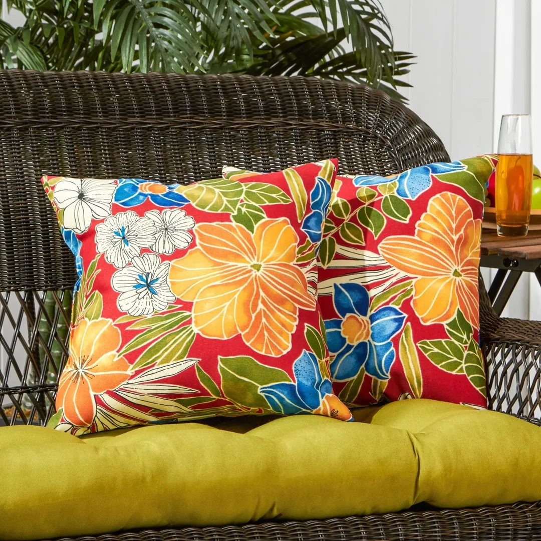 Greendale Home Fashions Aloha Floral Outdoor Accent Pillow, Set of 2, photo 2 of 5