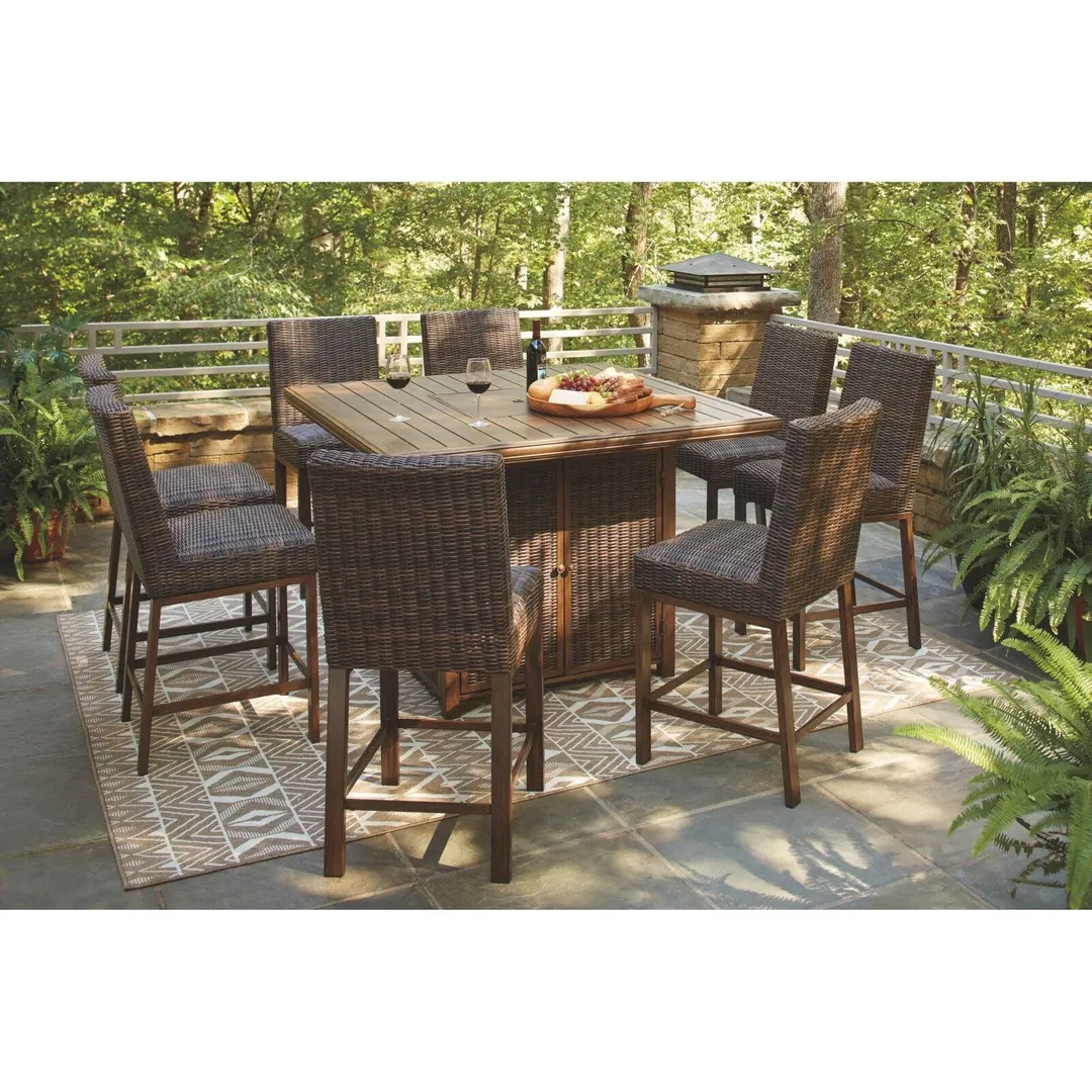 Ashley Furniture Paradise Trail Patio Fire Pit Pub Table in Brown, photo 9 of 9