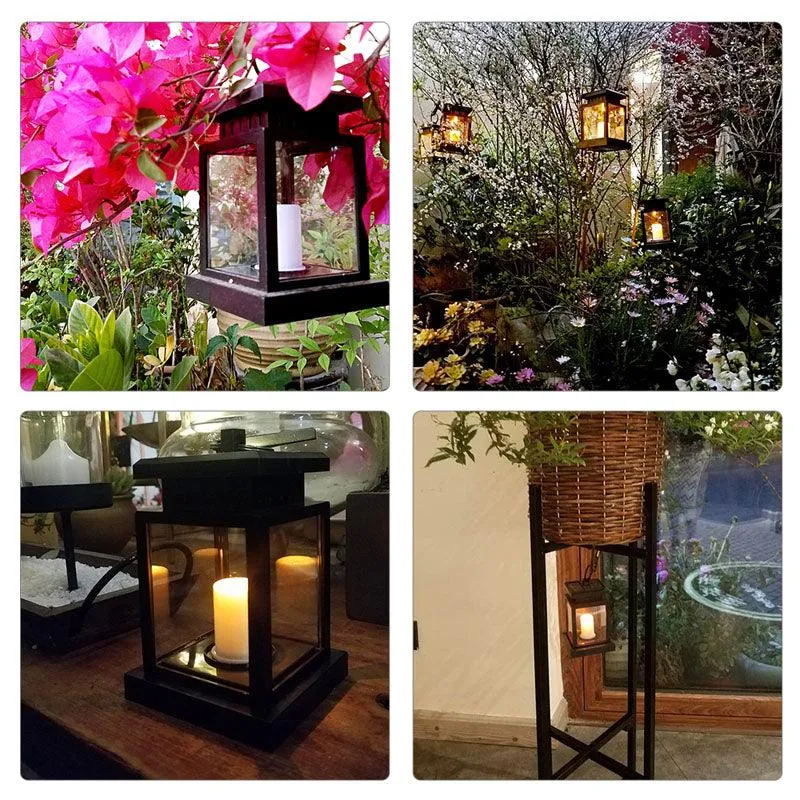 Topchances 4 Pack Solar Lantern,Outdoor Garden Hanging Lantern-Waterproof LED Flickering Flameless Candles Mission Lantern for Table,Outdoor,Party, photo 10 of 11