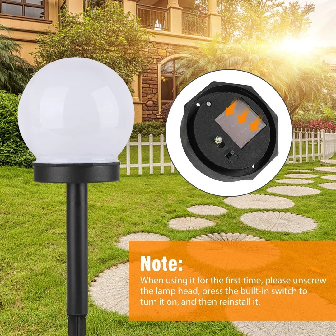 TSV 4/2Pcs Outdoor Solar Lights Ball Lamp, TSV IP55 Waterproof LED Path Light with Auto On/Off Light Sensor, Solar Landscape Lighting for Yard Patio Walkway Pathway Outdoor Garden Path (White/Warm White), photo 7 of 9