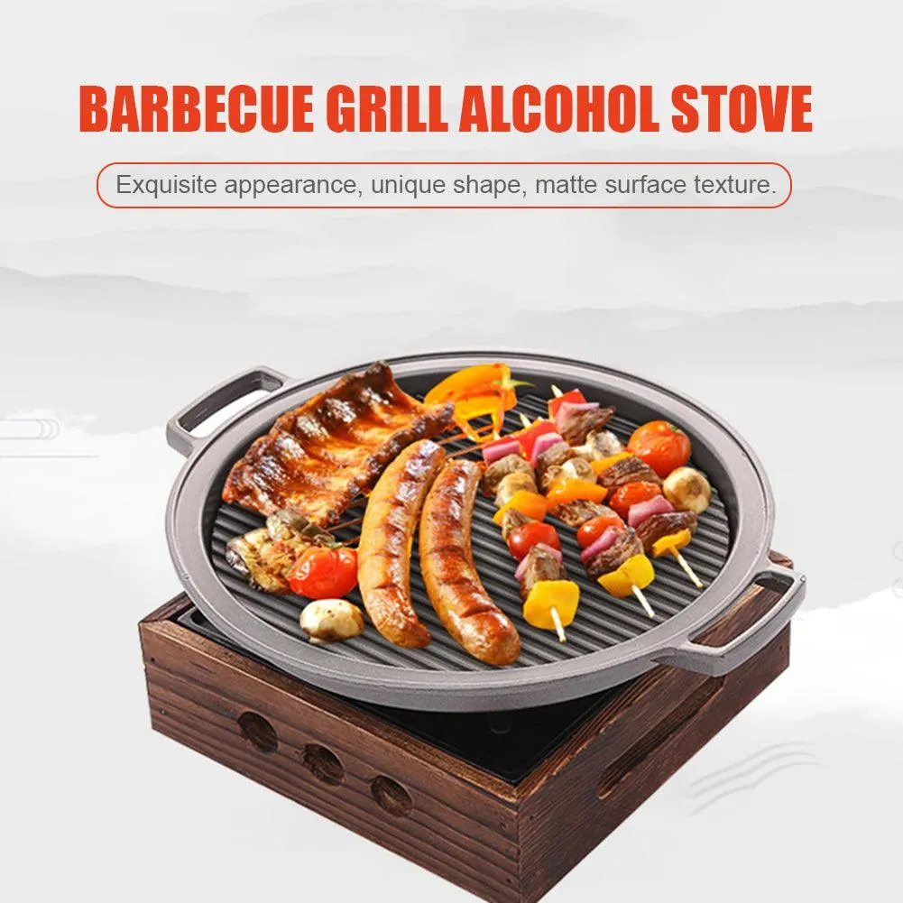 Portable Camping Uncovered Alcohol Stove Cast Iron Barbecue BBQ Grill Charcoal Smoker Grill for Outdoor Family Cooking Camping Hiking Picnic, photo 3 of 9