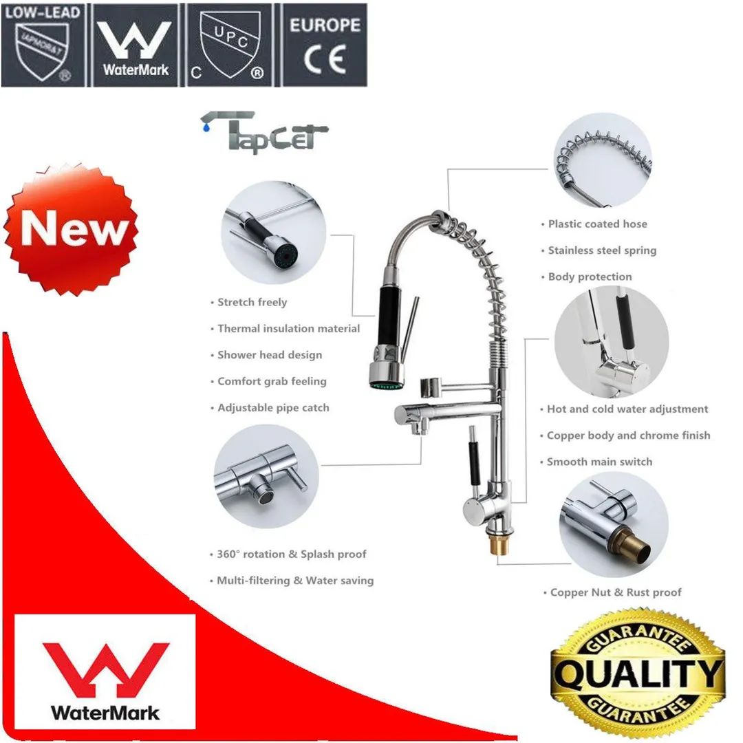 Kadell G1/2'' Silver Kitchen Faucet Single Handle Pull Down Sprayer Sink Mixer Tap Kitchen Sink Faucet Pull out Spray Rotating Tap, photo 9 of 9