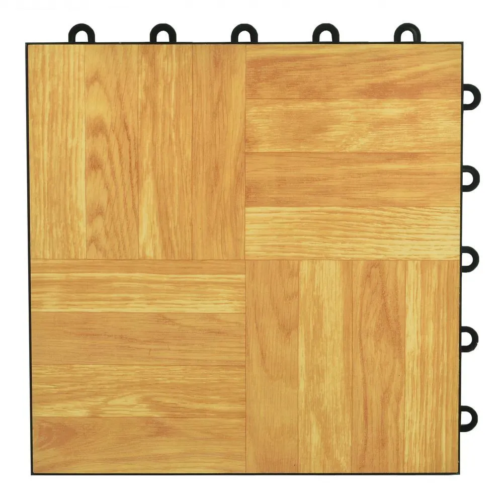 Greatmats Click Tile 12-1/8 in. x 12-1/8 in. Walnut Interlocking Basement Plastic and Vinyl Floor Tile (24-Pack) (24.5 sq. ft.), photo 9 of 10
