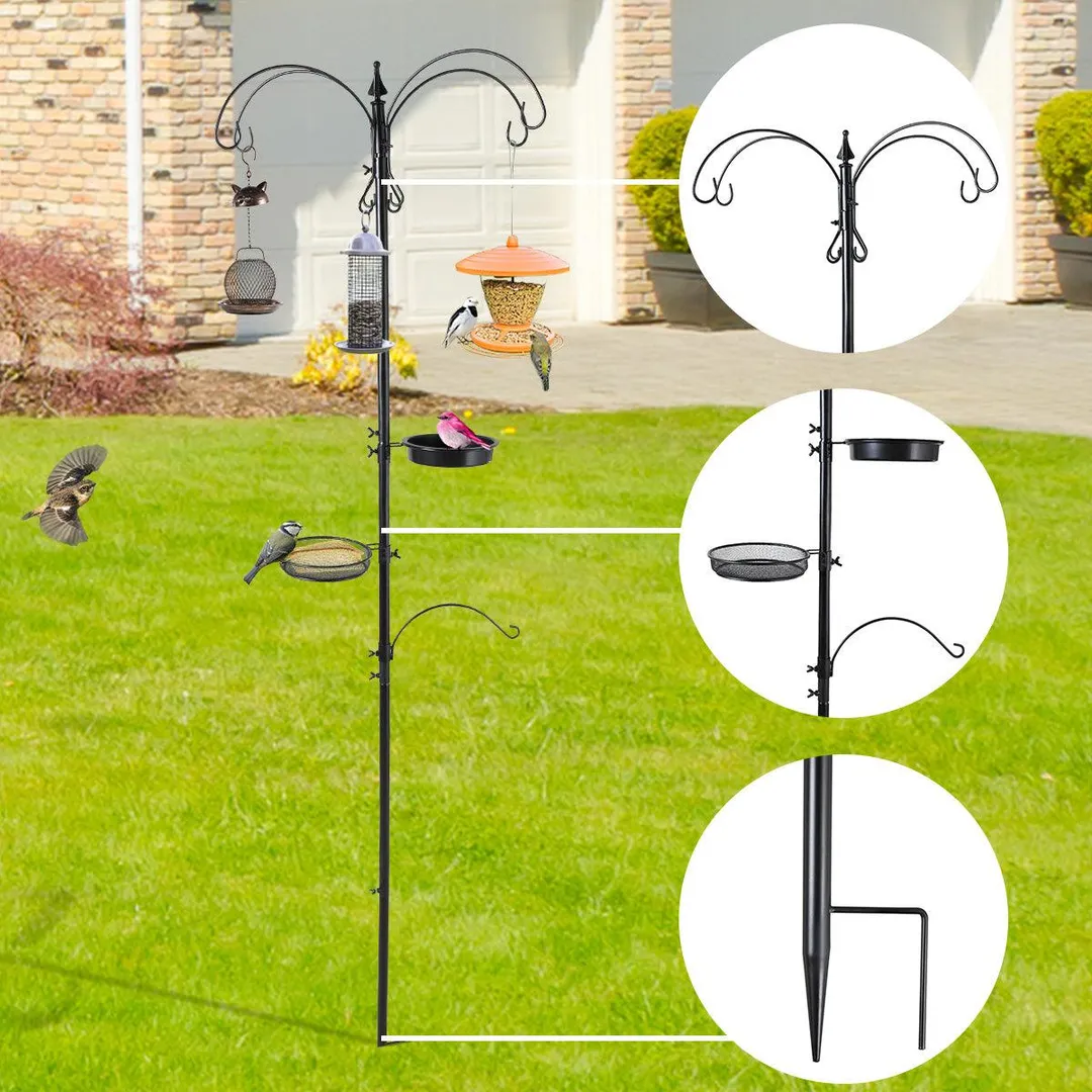 Jaxpety  Bird Feeding Station 84.6" Multi-Feeder Station Hanging Kit w/ Bird Bath，Wild Squirrel Feeding，Black, photo 7 of 14