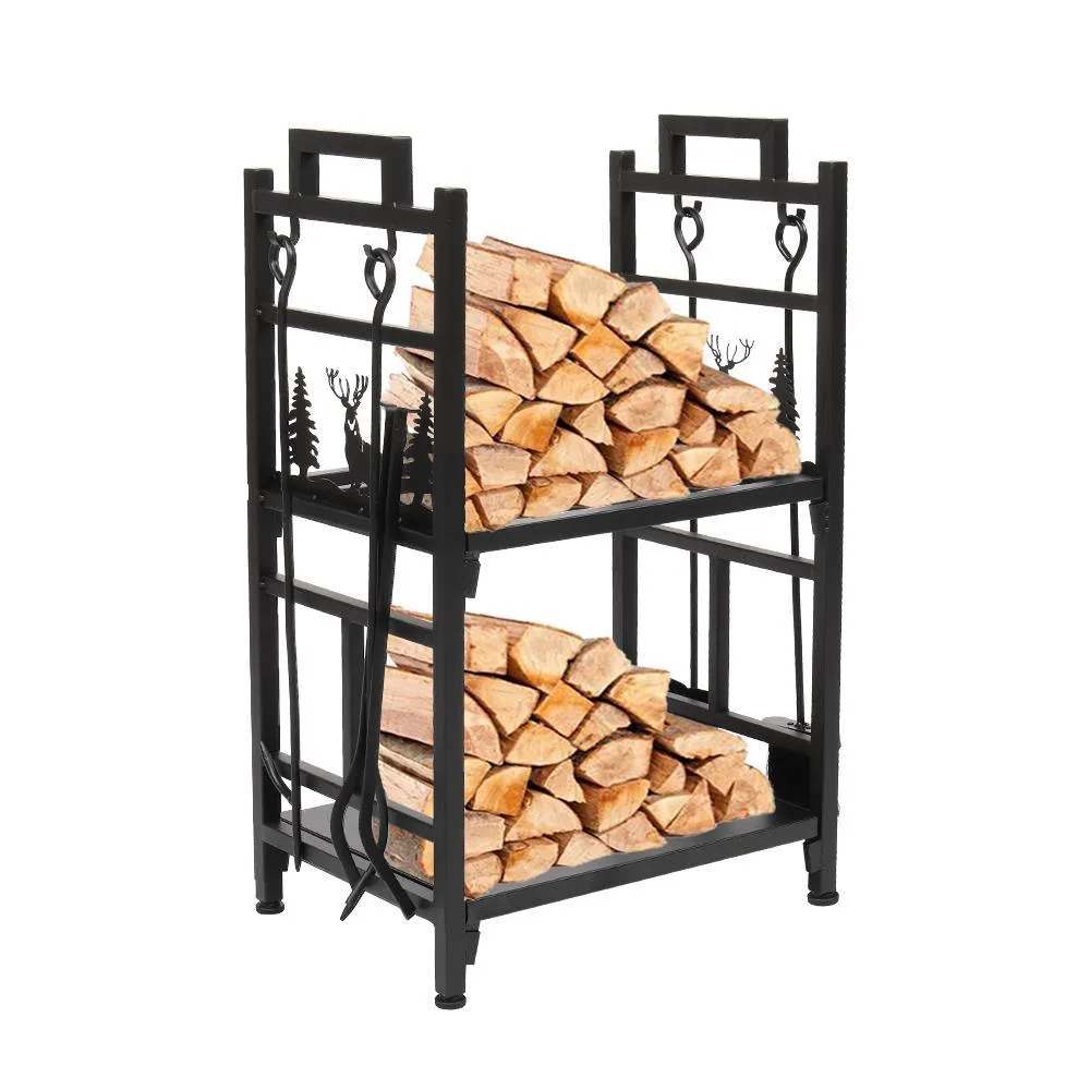 Winado Pipe Metal Steel Firewood Storage Rack Holder For Indoor & Outdoor, photo 5 of 7