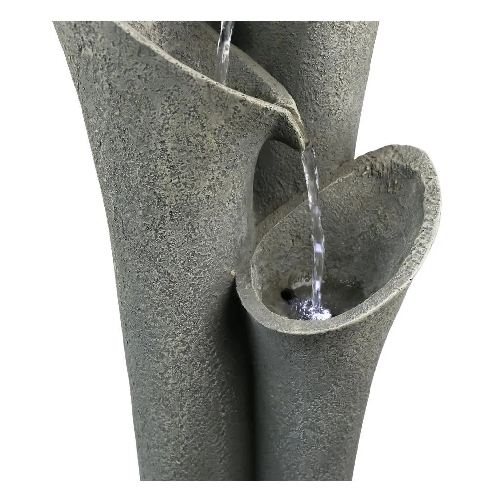 Waterfall Garden Fountain with LED Lights 33.4" H Curved Cascading Indoor Outdoor Water Fountain with Built-in Quiet Pump and LED Lights Perfect Garden Water Feature, Patio Fountain, photo 10 of 10