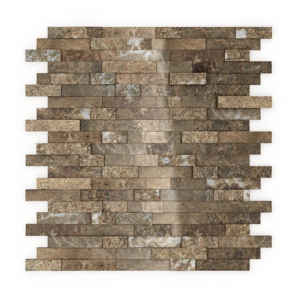 Inoxia SpeedTiles Bengal Brown 11.77 in. x 11.57 in. x 8 mm Stone Self-Adhesive Wall Mosaic Tile (11.4 sq. ft. / case), photo 11 of 23