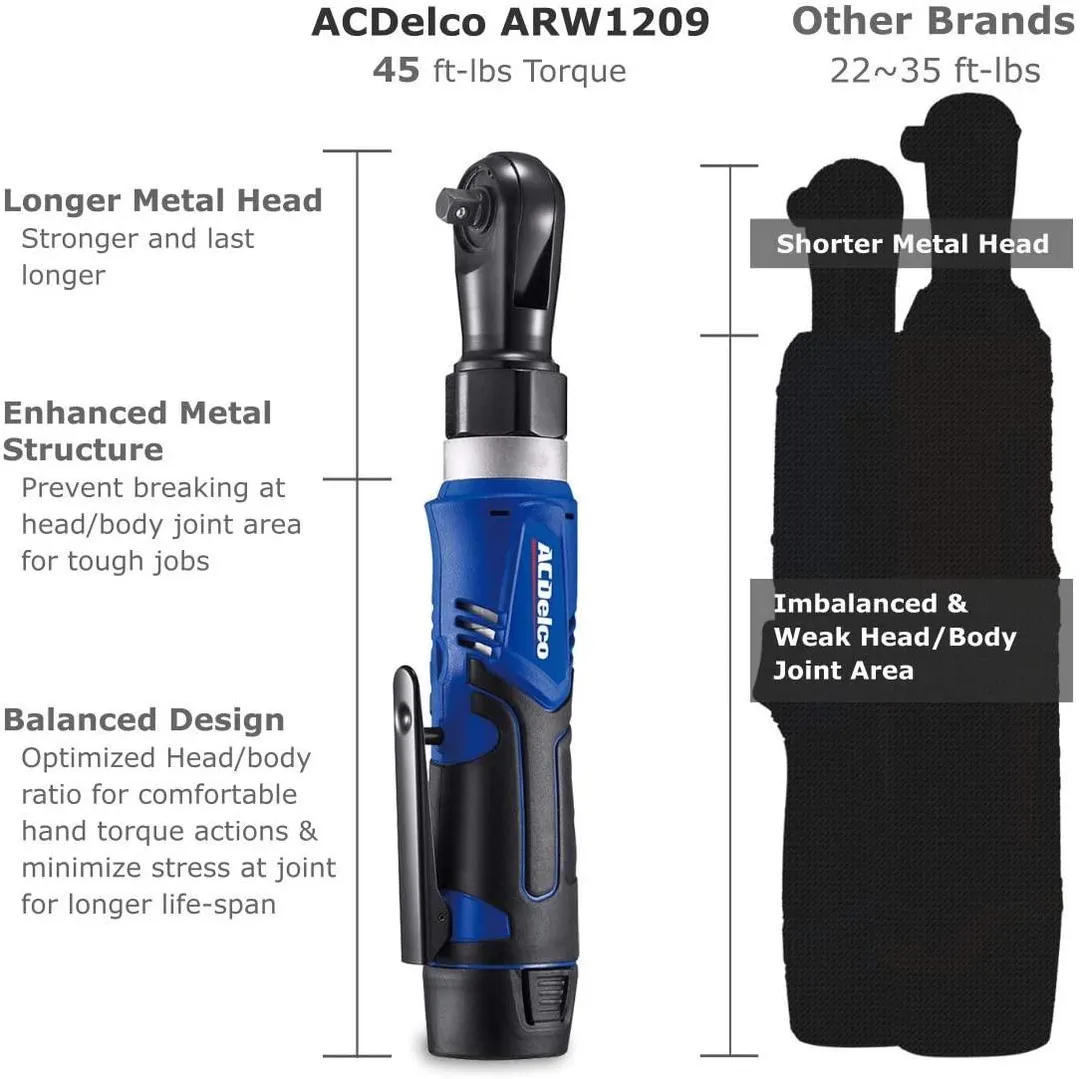 ACDelco ARW1209-K9 G12 Series 12V Li-ion Cordless ¼” & 3/8” Ratchet Wrench Combo Tool Kit,, photo 5 of 9