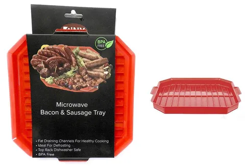 Microwave Bacon & Sausage Tray BPA Free Defrost Cook and Serve