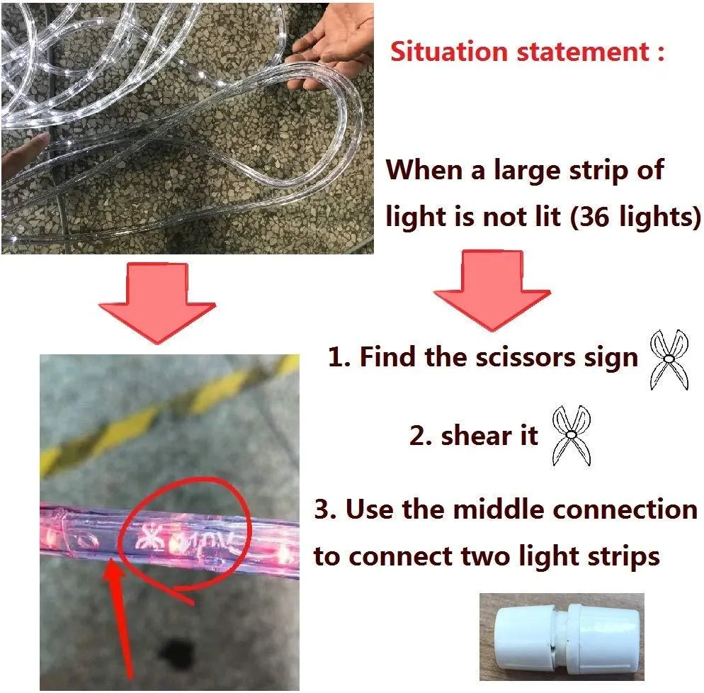 Ainfox 110V 100 Ft. 2 WireLed Rope Lights Strip Waterproof Indoor Outdoor Use for Backyard Party Christmas Thanksgiving Decoration (Blue), photo 7 of 11