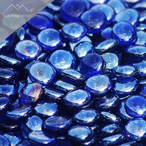 Fire Pit Glass - Dark Blue Reflective Fire Glass Beads 3/4" - Reflective Fire Pit Glass Rocks - Blue Ridge Brand™ Reflective Glass Beads for Fireplace and Landscaping 3