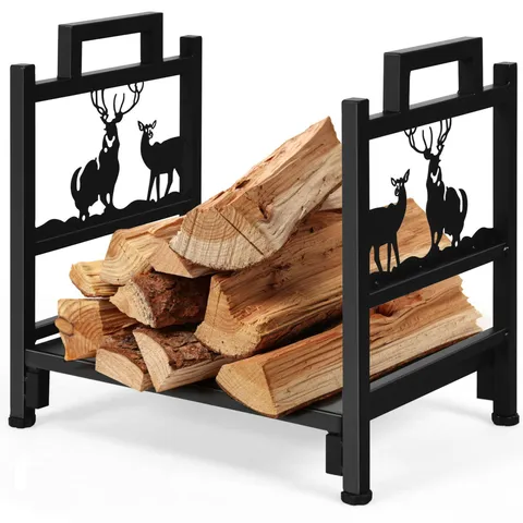 18'' Firewood Log Rack Wood Lumber Storage Holder for Fireplace Stove Fire Pit