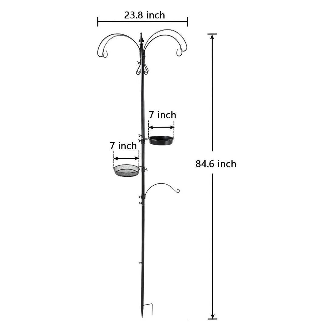 Jaxpety  Bird Feeding Station 84.6" Multi-Feeder Station Hanging Kit w/ Bird Bath，Wild Squirrel Feeding，Black, photo 3 of 14