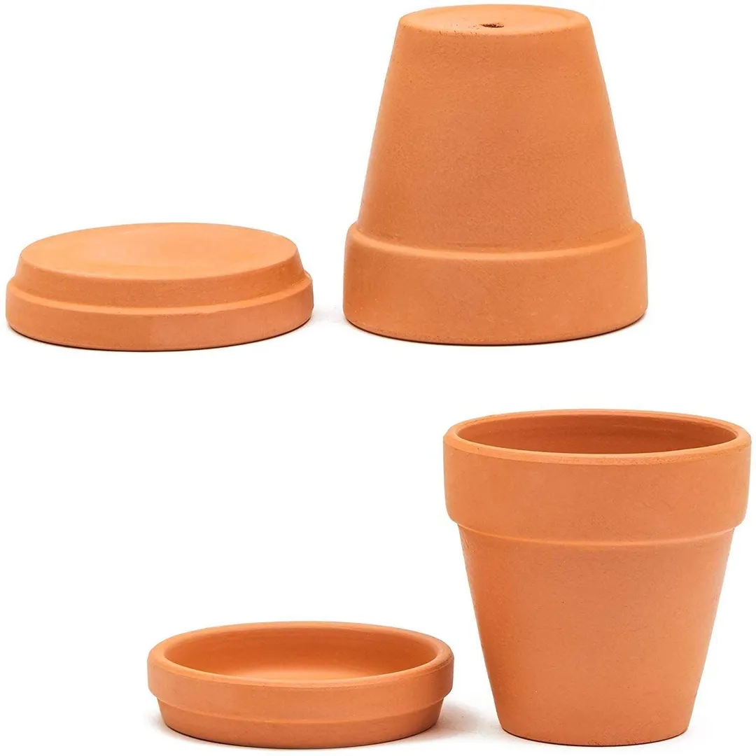 9 Packs 3" Terra Cotta Pots with Saucer, Mini Small Terracotta Flower Clay Pots Planters with Saucer Ceramic Pottery Nursery Indoor Outdoor Gardening for Cacti & Succulent Plants, Brown, 3 inches, photo 4 of 6