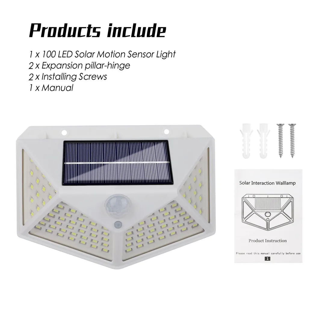 EEEkit Solar Lights Outdoor 100 LED, 3 Working Modes Wireless Motion Sensor Light Wall Lights with 270° Wide Angle, Security Solar Powered Lights for Front Door, Yard, Garage, Garden, Patio, Porch, 1/2 Pack, photo 9 of 9