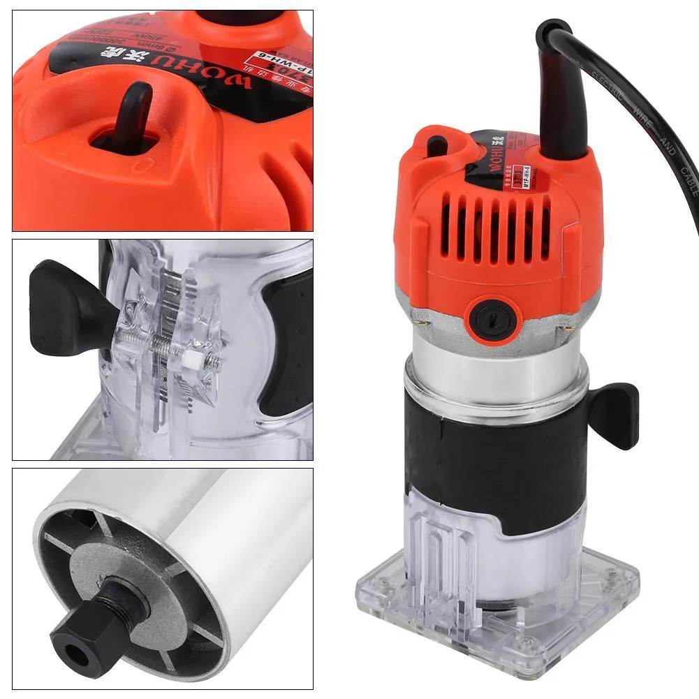 WALFRONT Electric Wood Trimmer, Wood Laminator Router,110V 30000R/MIN Electric Hand Trimmer Wood Laminator Router Tool Set (US plug), photo 5 of 7