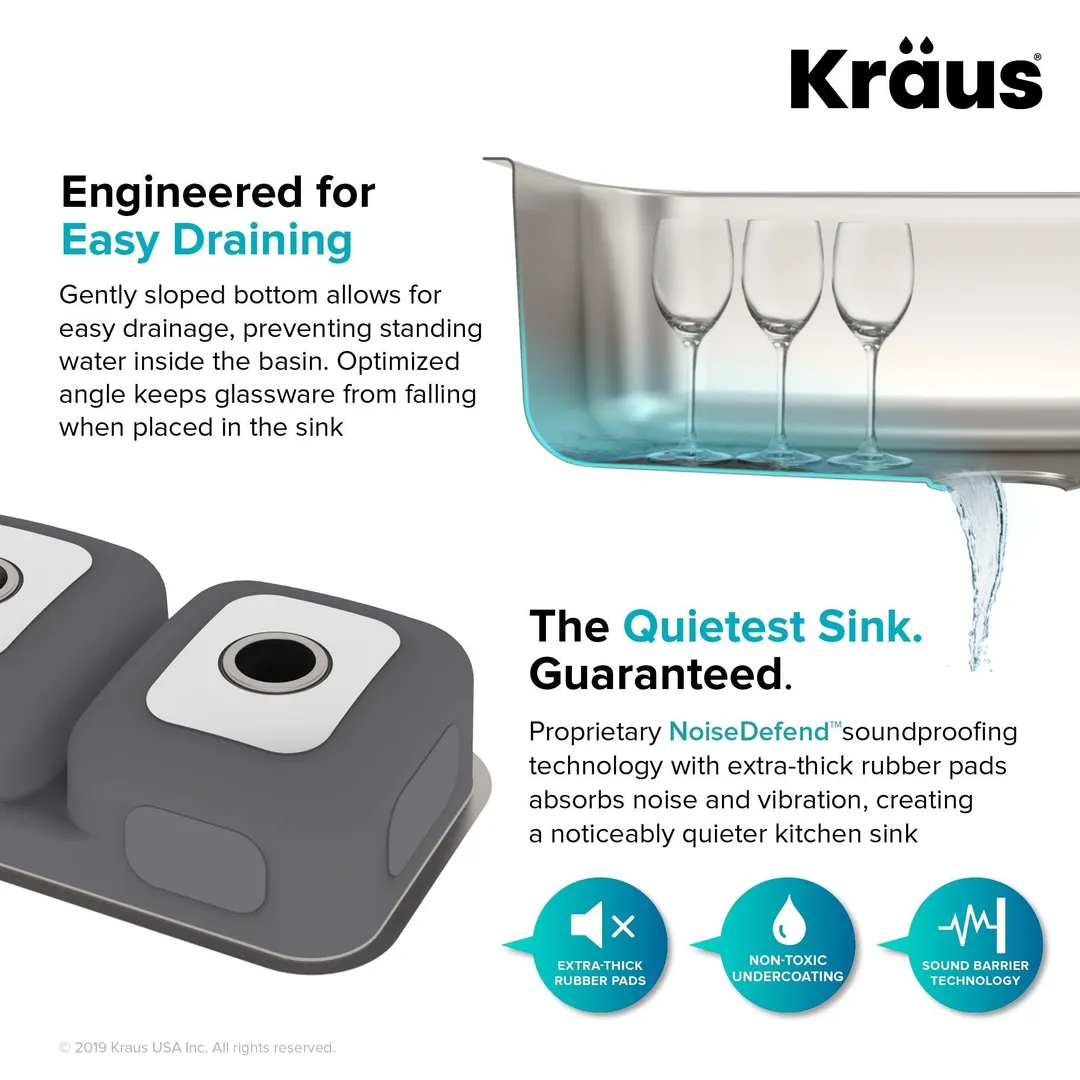 KRAUS Ellis 33-inch 16 Gauge Undermount Kitchen Sink Combo Set with Bolden 18-inch Pull-Down Commercial Kitchen Faucet, Stainless Steel Finish, photo 7 of 9
