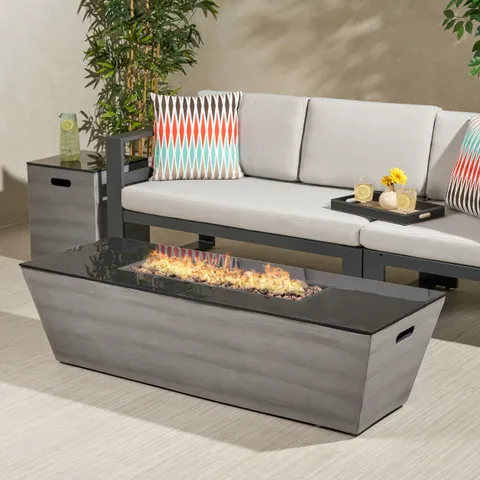 Isa Outdoor 56-Inch Rectangular Fire Pit with Tank Holder