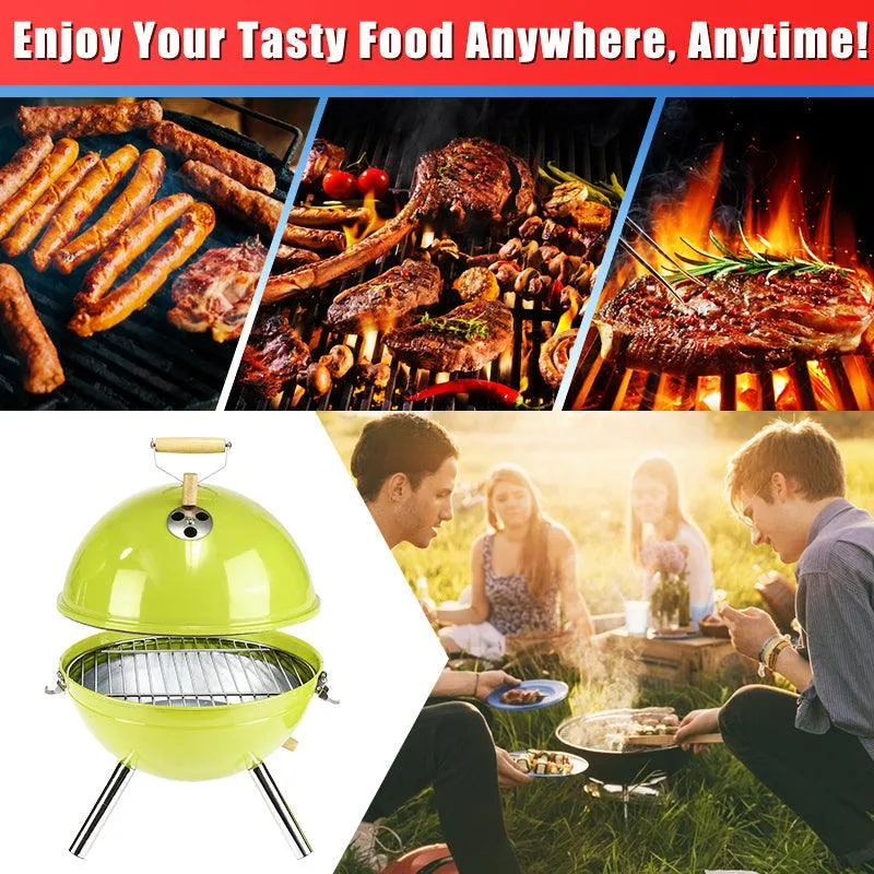 12X17 Inch Portable Charcoal Grill BBQ Grill Kettle Charcoal Barbecue Grill and Smoker Tailgating Small Outdoor Grills Round Standing Camping Grilling Heat Control Steel(Dia. 12"), photo 3 of 9