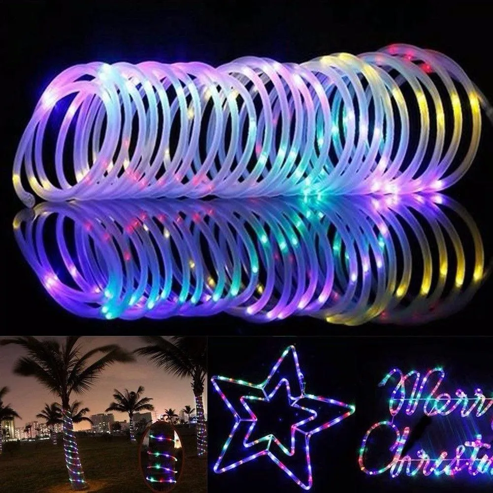 Outerdo 50 LED Waterproof Solar Rope Tube Lights,22Ft （7m）Led String Strip Decorative Christmas Wedding Party Garden Outdoor Light Lamp  For  Wedding, Patio, Garden, Christmas Decor,7 Colo, photo 9 of 18