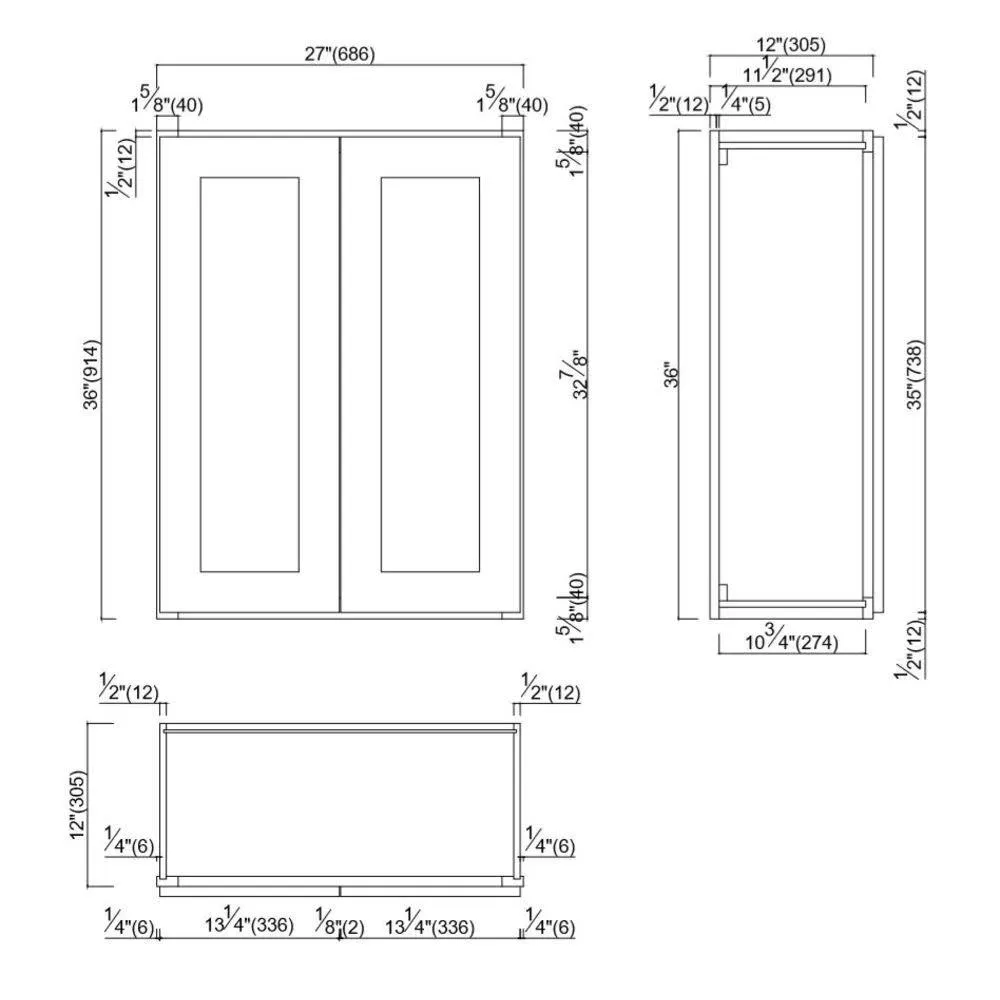 Design House 543140 Brookings Unassembled Shaker Wall Kitchen Cabinet 27x36x12, White, photo 4 of 19