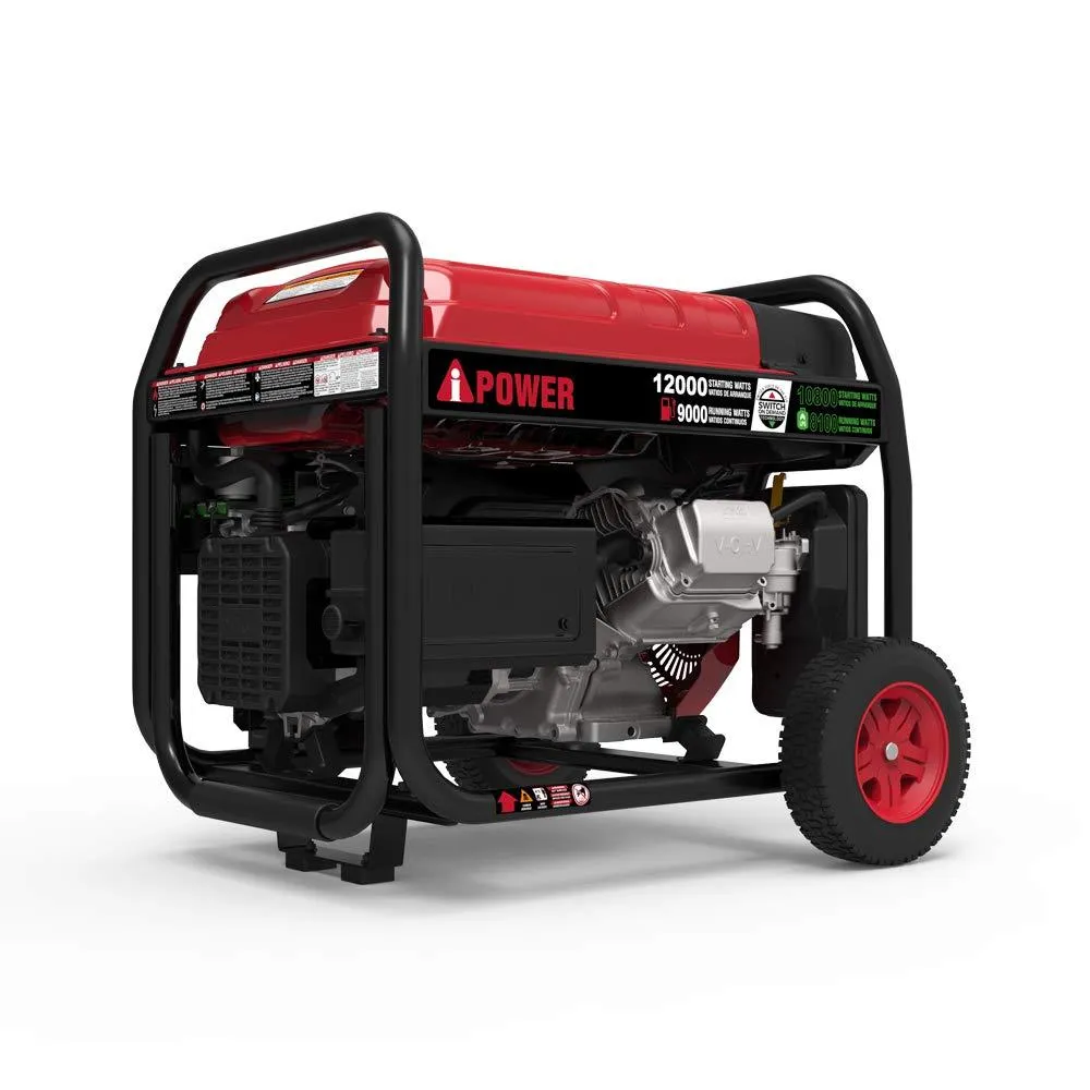 A-iPower SUA12000ED 12000-Watt Hybrid Dual Fuel Portable Generator Propane or Gas EPA/CARB, Black, photo 2 of 6