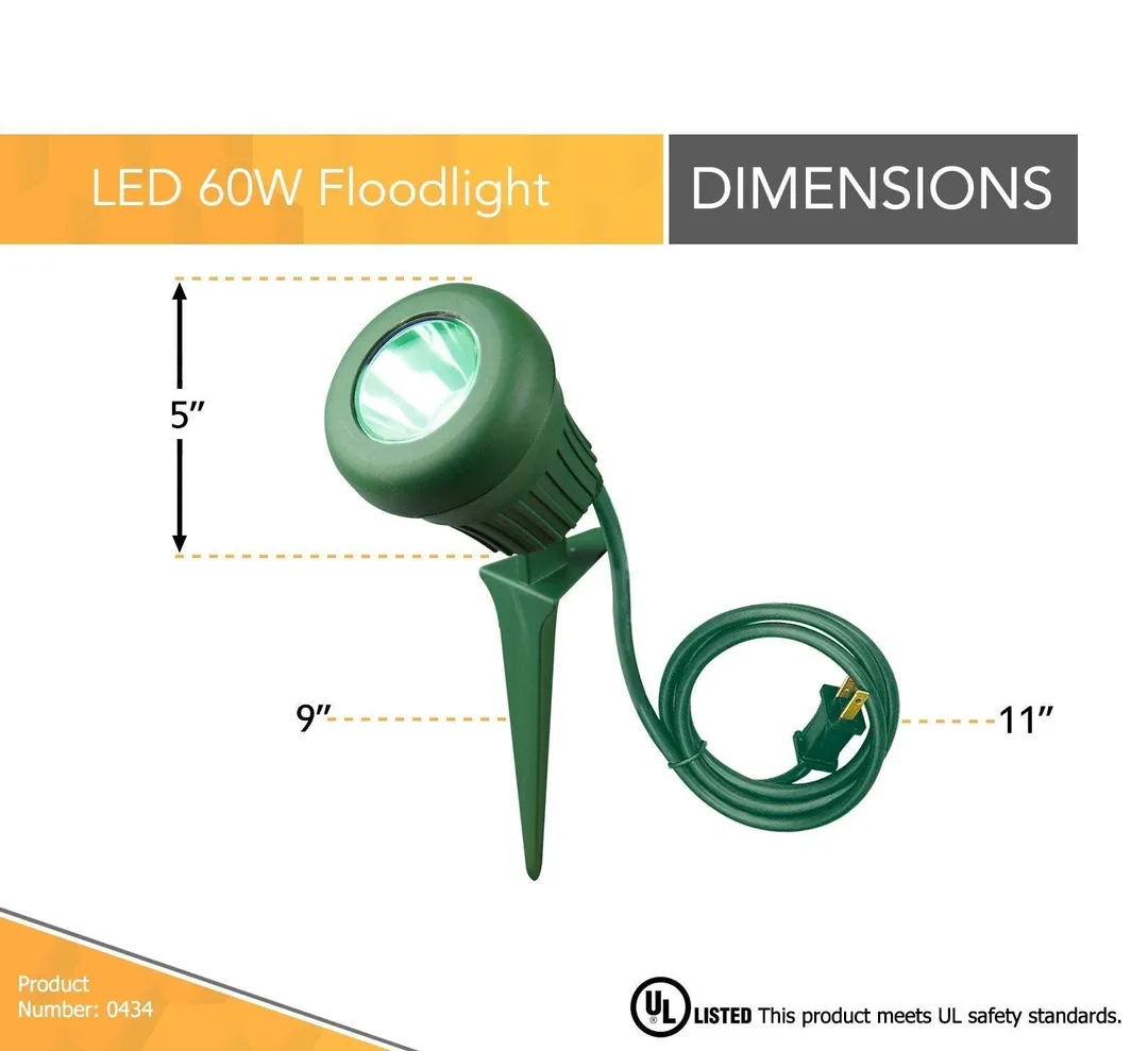 Yard Master Woods 434 Green 3' Sjtw Cord Led Outdoor Garden Flood Light with Stake, photo 4 of 4