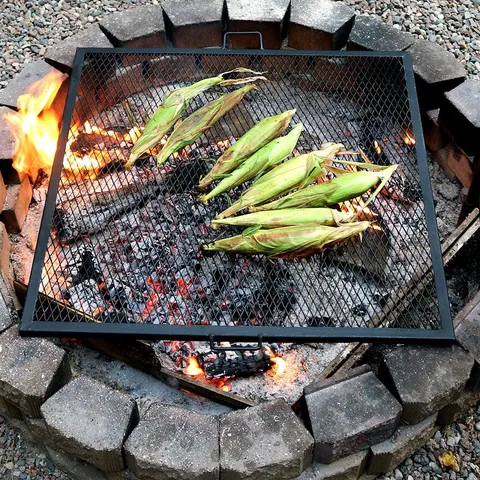 Sunnydaze X Marks Cooking Grate - Square Steel Fire Pit Cooking Grill - 40"