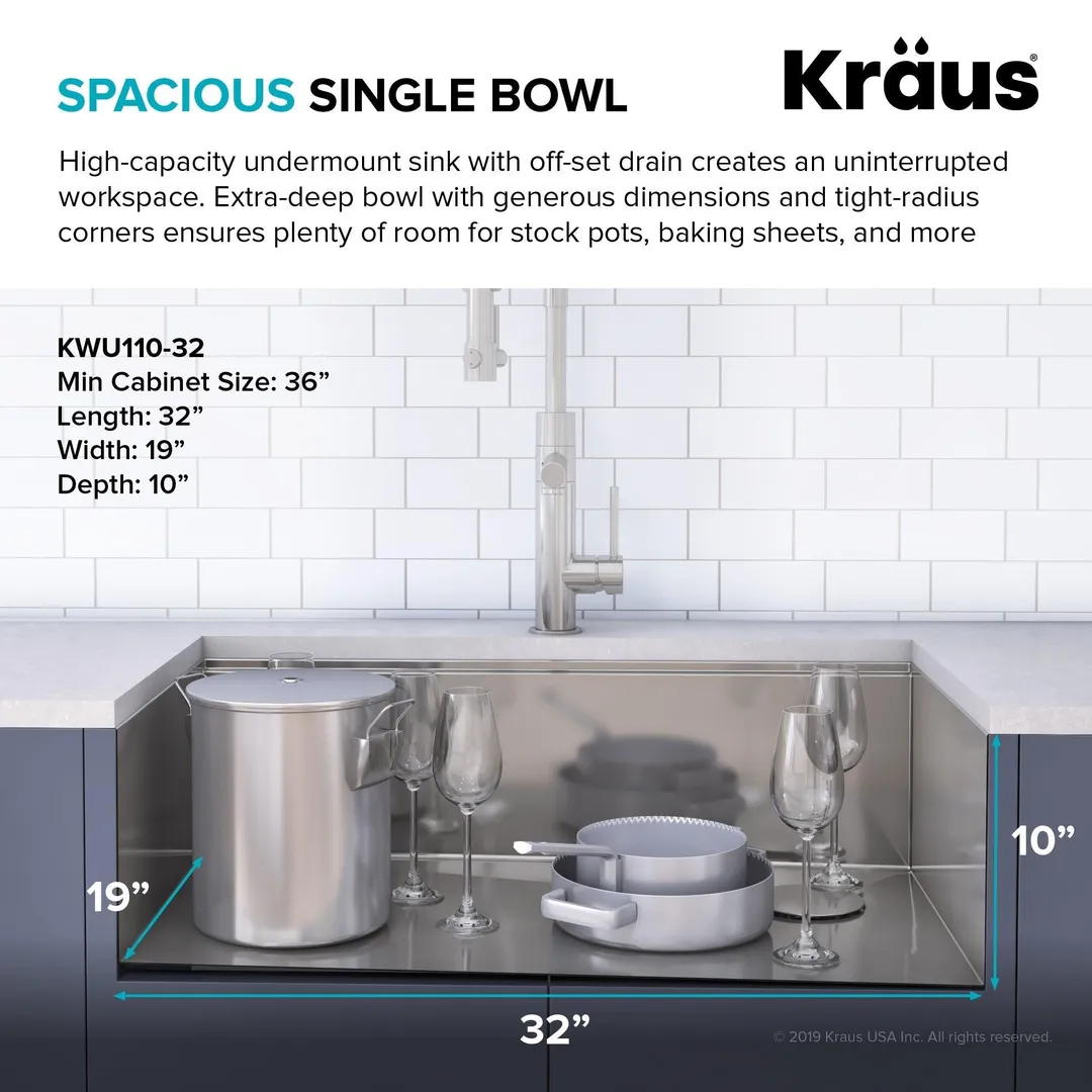 KRAUS Kore™ Workstation 32-inch Undermount 16 Gauge Single Bowl Stainless Steel Kitchen Sink with Accessories (Pack of 5), photo 5 of 13