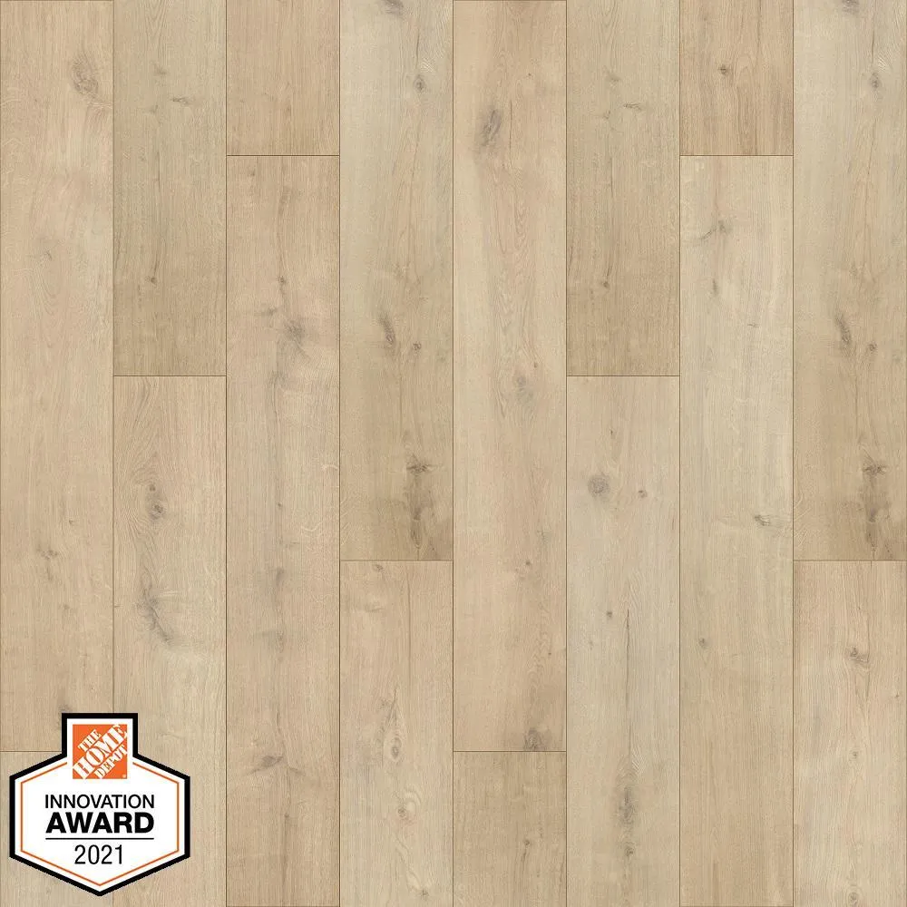 Defense+ 7.48 in. W Sun Veiled Oak Antimicrobial Waterproof Laminate Wood Flooring, photo 2 of 6