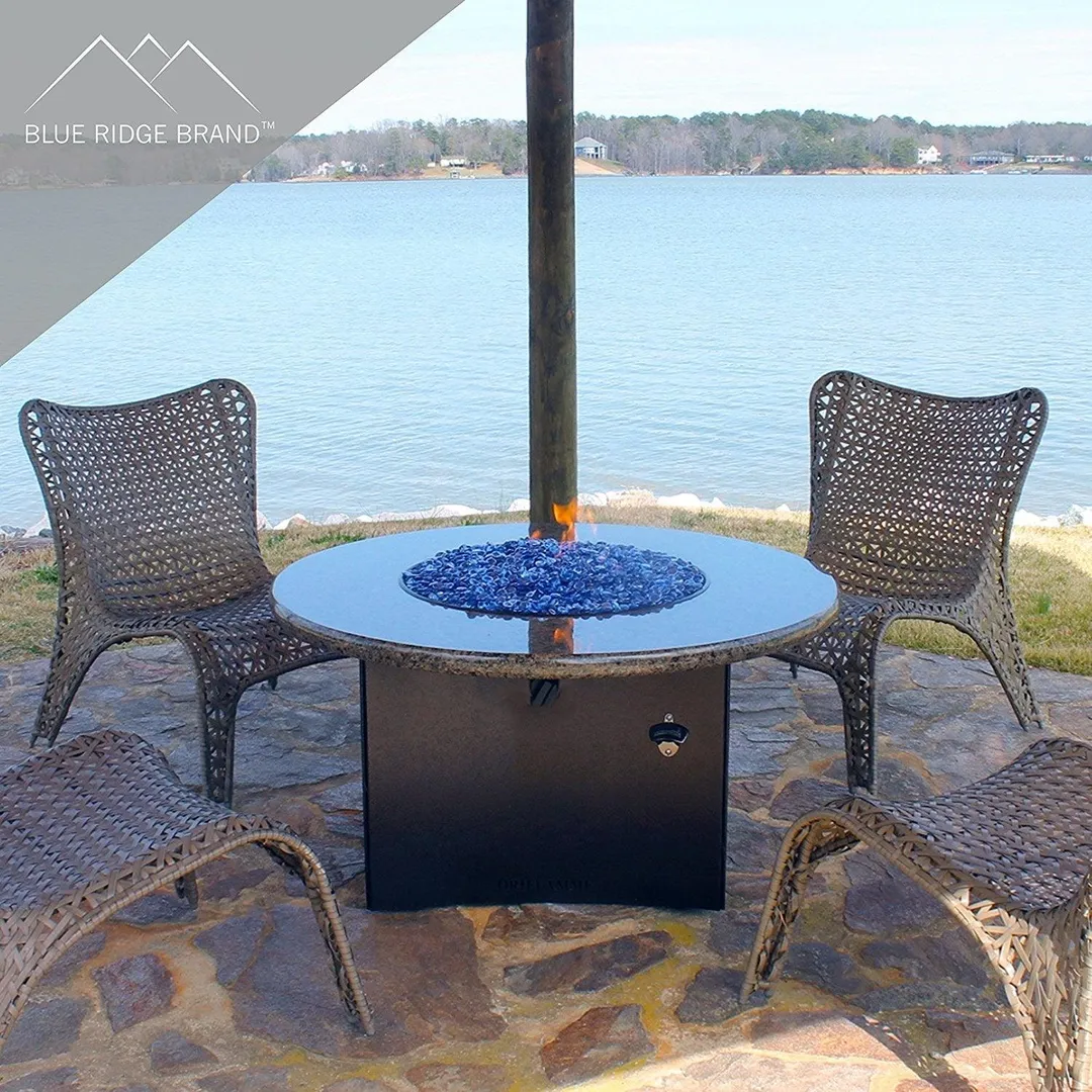Blue Ridge Brand Fire Pit Glass - Aqua, Dark Blue Blend Reflective Fire Glass Beads 3/4" - Reflective Fire Pit Glass Rocks - Blue Ridge Brand Reflective Glass Beads for Fireplace and Landscaping 3, 5, 10, 20, 50 Pound, photo 6 of 6