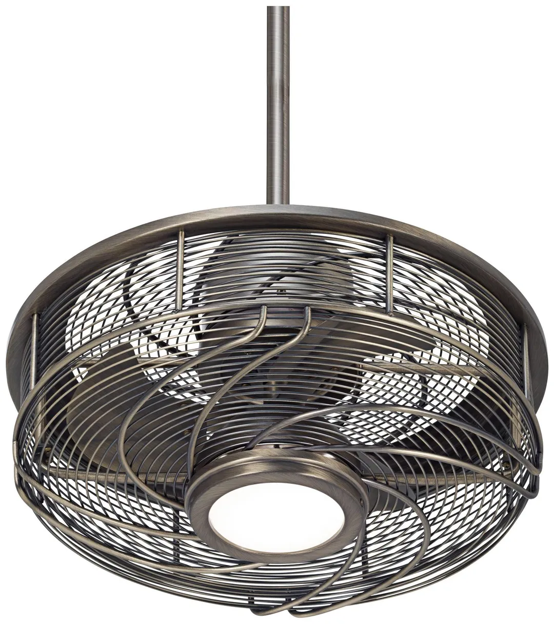 Casa Vieja 17" Casa Vieja Modern Outdoor Ceiling Fan with Light LED Cage Antique Bronze Frosted White Glass Damp Rated for Patio Porch, photo 2 of 7