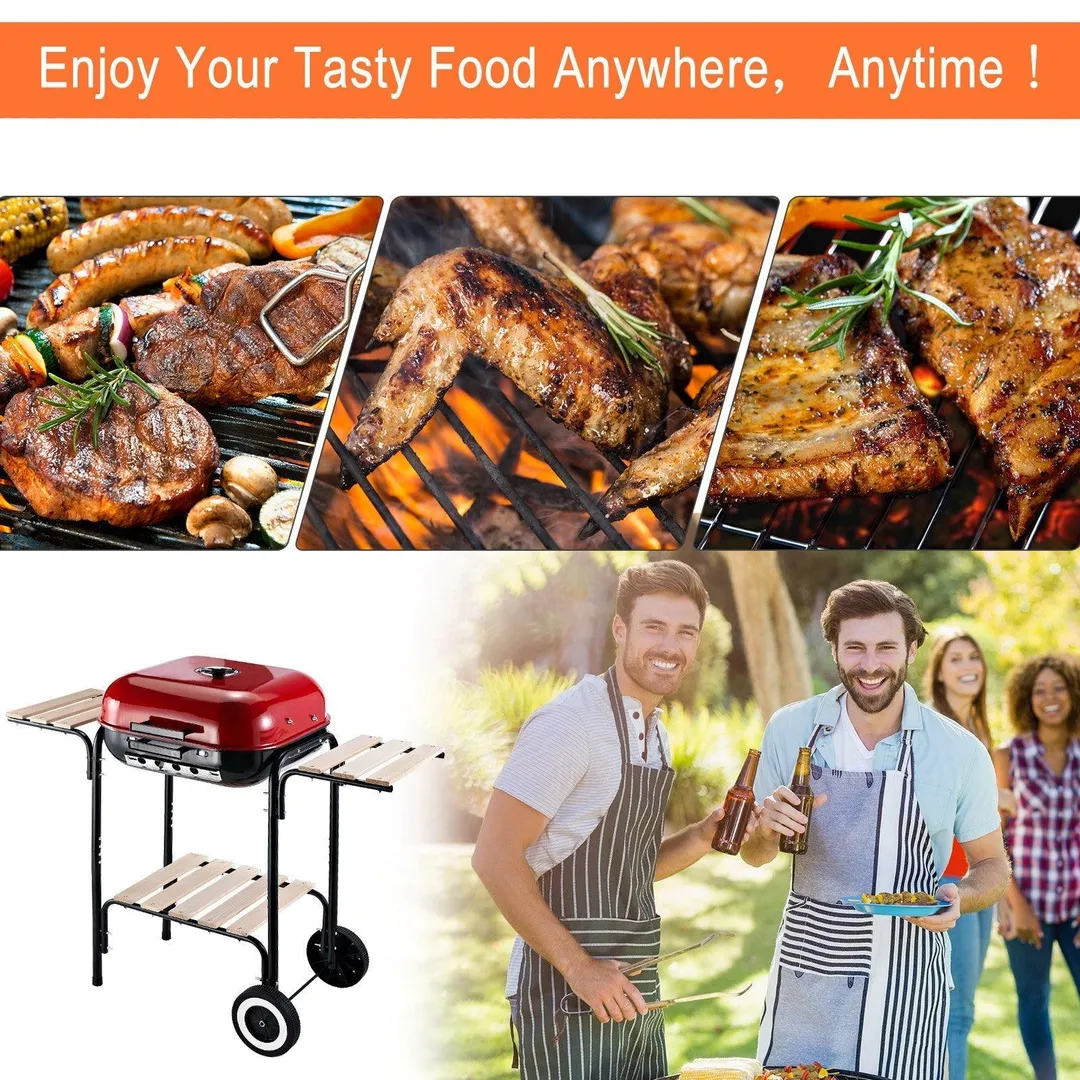Outsunny 19” Steel Porcelain Portable Outdoor Charcoal Barbecue Grill, photo 4 of 11