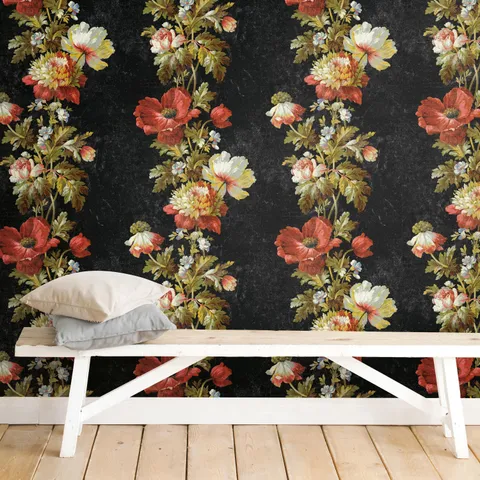 Vintage Floral Stripe Peel & Stick Wallpaper