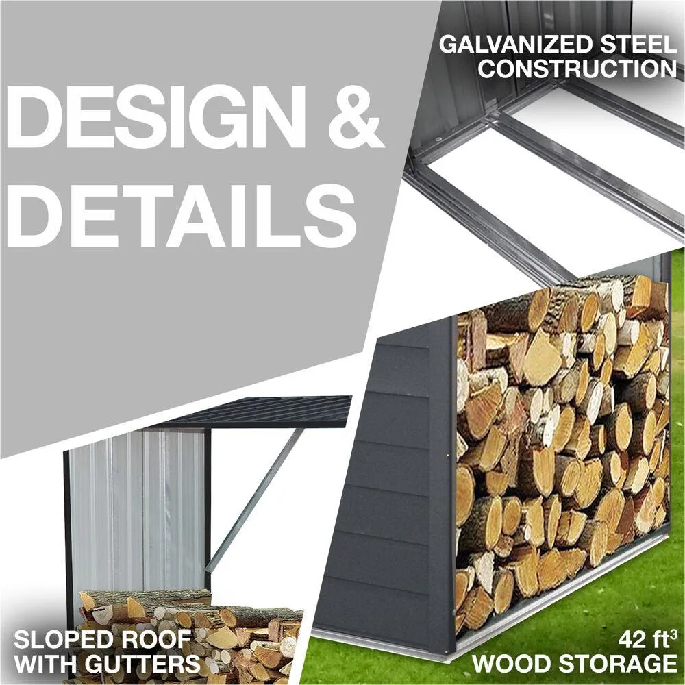 Hanover Indoor/Outdoor Galvanized Steel Firewood Storage Rack Holds up to 55 CU. FT. of Stacked Firewood, photo 4 of 9