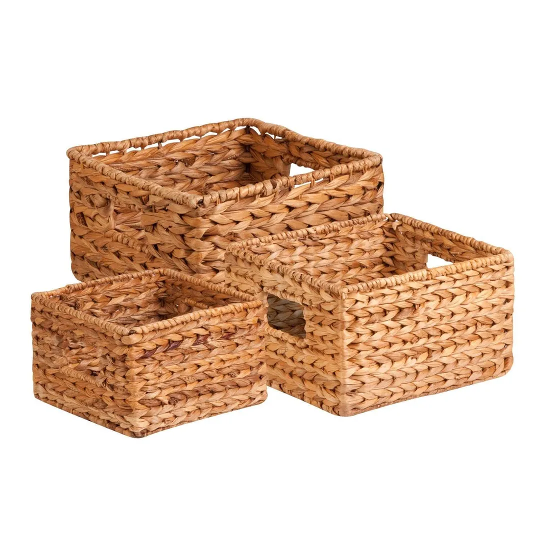 Honey-Can-Do Banana Leaf 12 in. L X 12 in. W X 7 in. H Brown/Natural Storage Basket Set, photo 2 of 3
