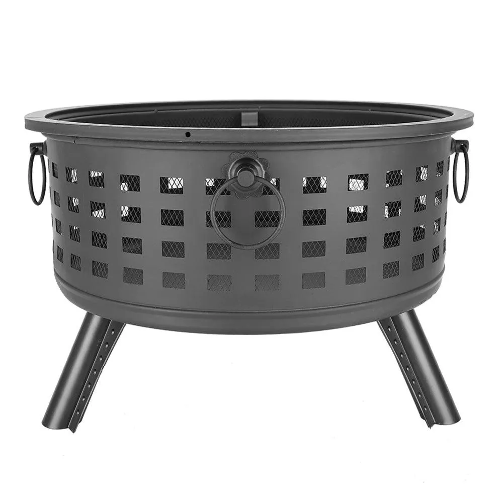 Belleviee 26" Fire Pits,Outdoor with BBQ Grill Shelf Backyard Garden Heater/Ice Pit Outdoor Wood Burning Table, photo 2 of 9