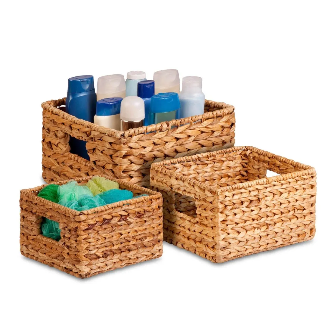 Honey-Can-Do Banana Leaf 12 in. L X 12 in. W X 7 in. H Brown/Natural Storage Basket Set, photo 3 of 3
