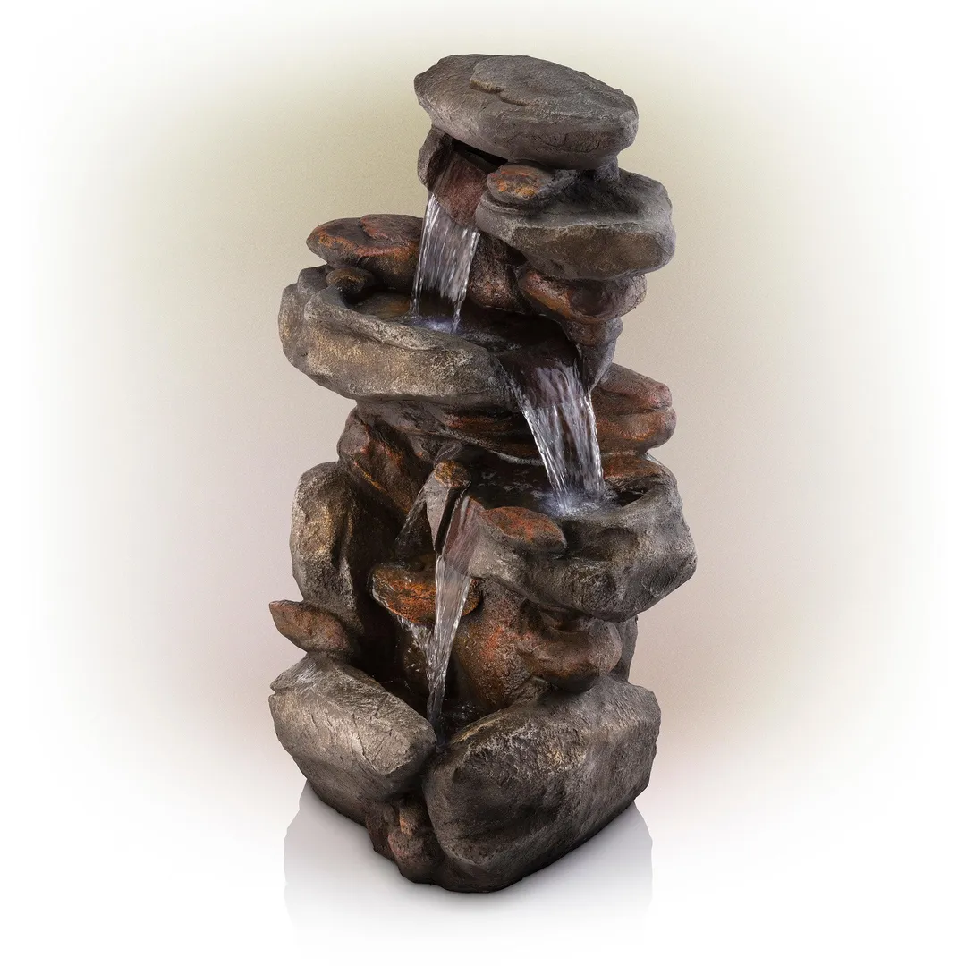 Alpine Corporation 4-Tier Rock Water Fountain with LED Lights, photo 8 of 11