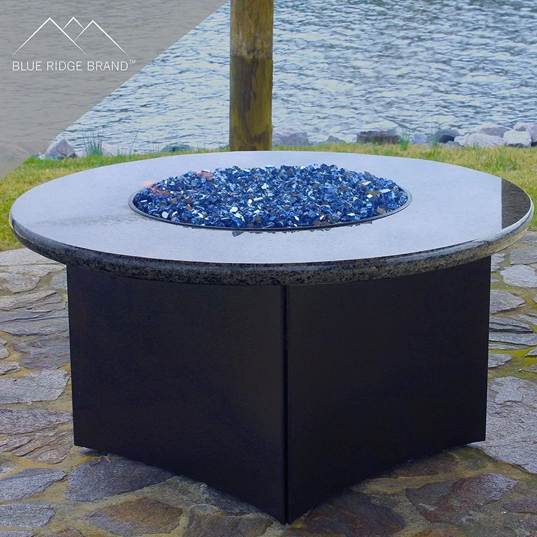 Blue Ridge Brand Fire Pit Glass - Blue Reflective Fire Glass 1/2" - Reflective Fire Pit Glass Rocks - Blue Ridge Brand™ Reflective Glass for Fireplace and Landscaping 3, 5, 10, 20, 50 Pounds, photo 5 of 6