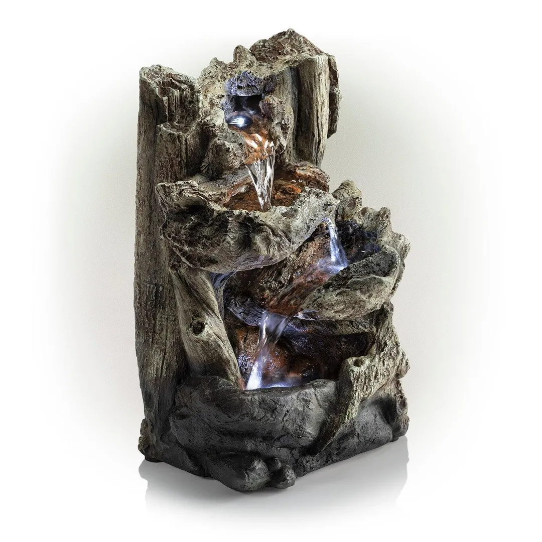 Alpine Corporation Tiered Log Tabletop Fountain with LED Lights, photo 8 of 11