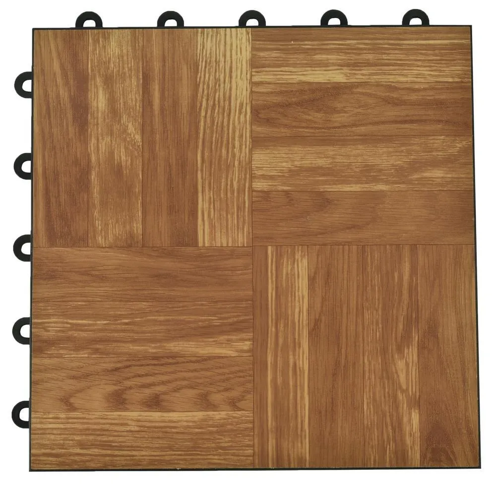 Greatmats Click Tile 12-1/8 in. x 12-1/8 in. Walnut Interlocking Basement Plastic and Vinyl Floor Tile (24-Pack) (24.5 sq. ft.), photo 10 of 10