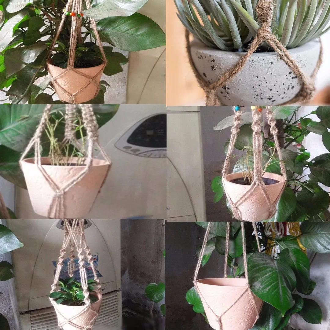 41" Macrame Braided Plant Hanger Hanging Planter Basket Jute Rope Pot Holder Home Garden, photo 2 of 8
