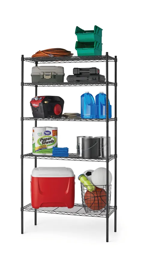 16"Dx36"Wx72"H 5 Tier Wire Shelving Rack, Black