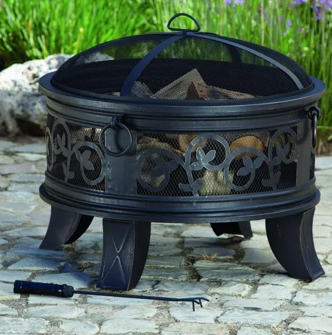 26 inch Round Steel Fire Pit, Antique Bronze