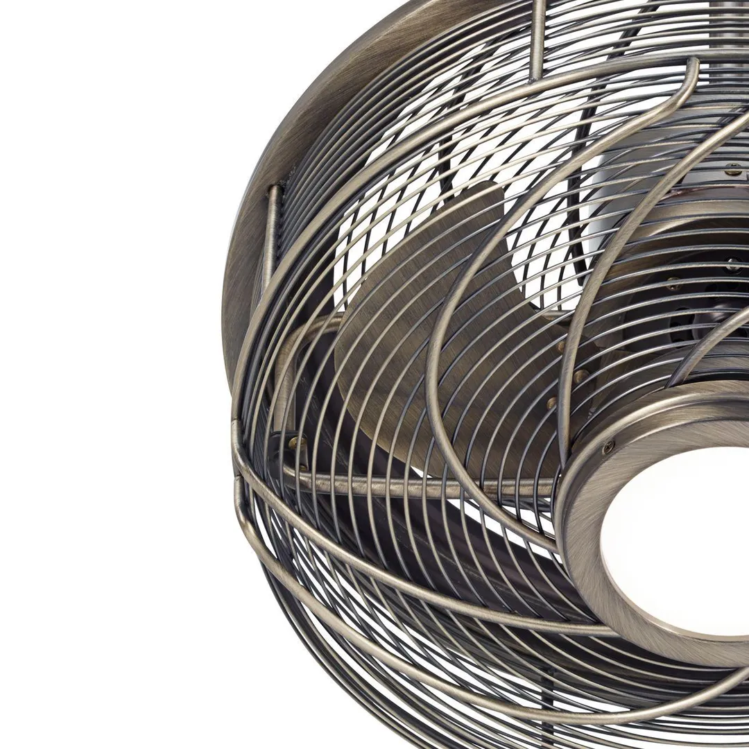 Casa Vieja 17" Casa Vieja Modern Outdoor Ceiling Fan with Light LED Cage Antique Bronze Frosted White Glass Damp Rated for Patio Porch, photo 3 of 7