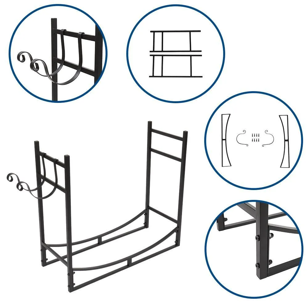 Ktaxon 33" Firewood Log Rack, Wrought Iron Wood Lumber Storage Holder for Fireplace, photo 8 of 8